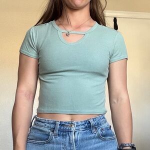 Timing Light Green Ribbed Crop Top